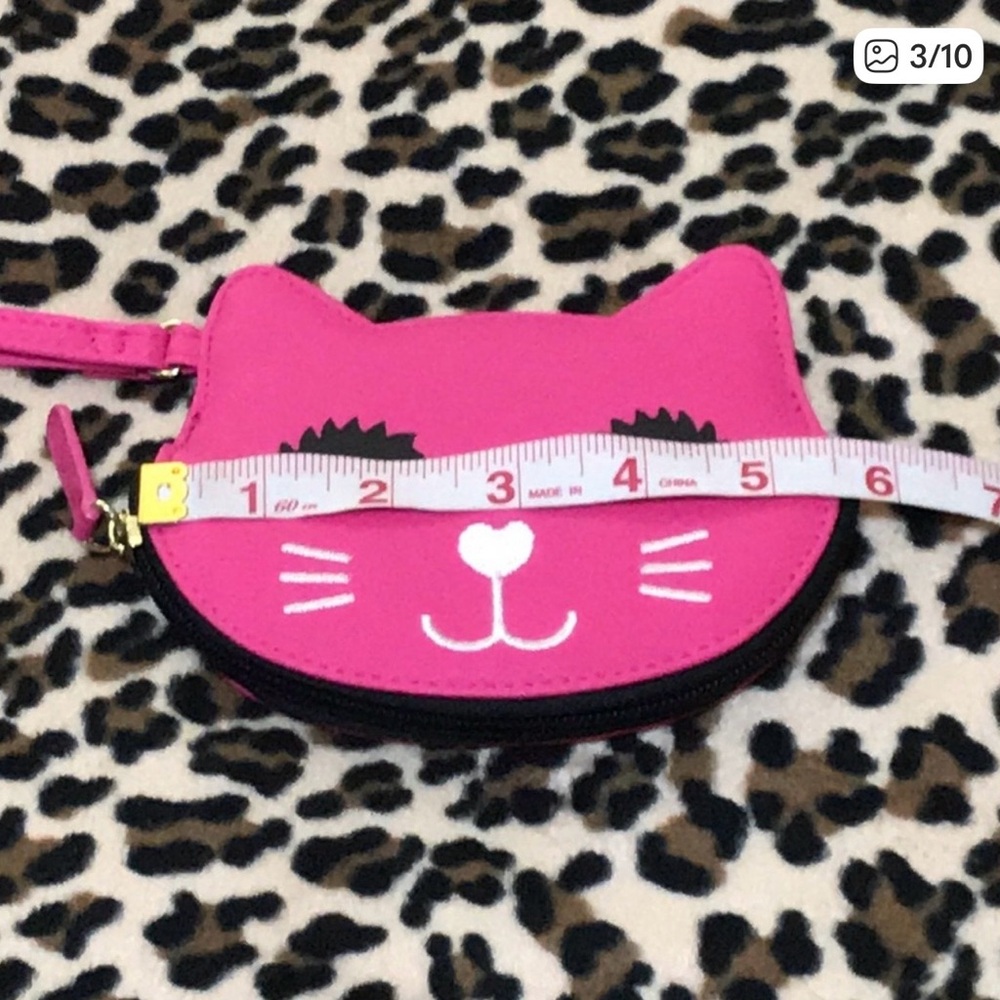 LUV Betsy Johnson Pink π©· Kitty Cat Face Wallet Wristlet Credit Card Coin Purse - Picture 10 of 12